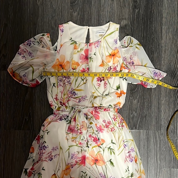 Calvin Klein White and Orange Ruffled Tiered Maxi Dress - Picture 5 of 11